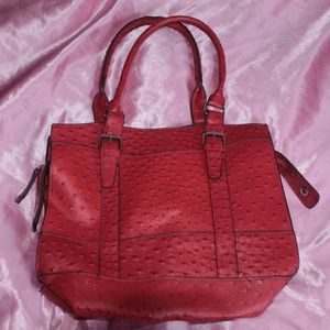 Red Faux Ostrich Skin Purse